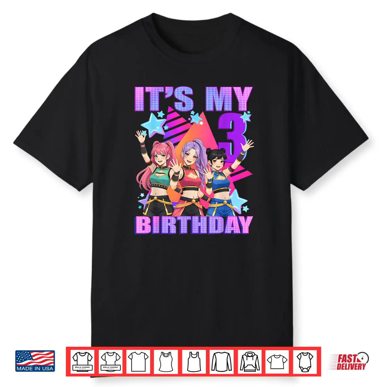 3 Years Old Birthday K pop Kids 3rd Birthday Girls K pop Shirt
