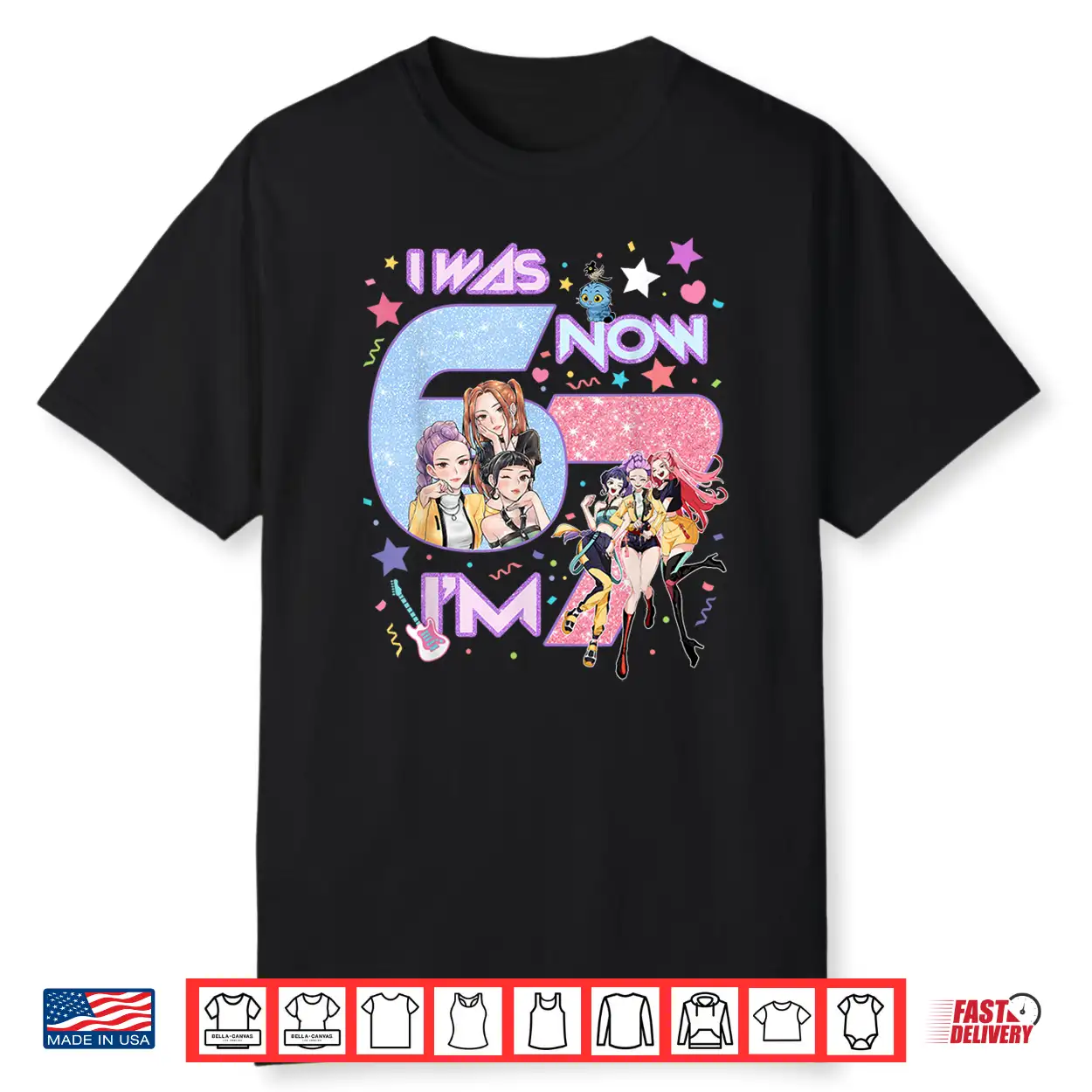 7Th Birthday Girl Funny Six Seven I Was 6 Now I’M 7 Year Old Shirt