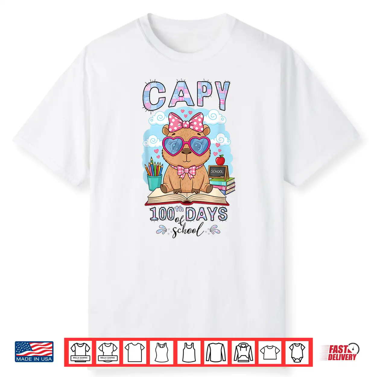 Capy 100Th Days Of School Capybara 100 Days Smarter Cute Shirt Capy 100Th Days Of School Capybara 100 Days Smarter Cute Shirt