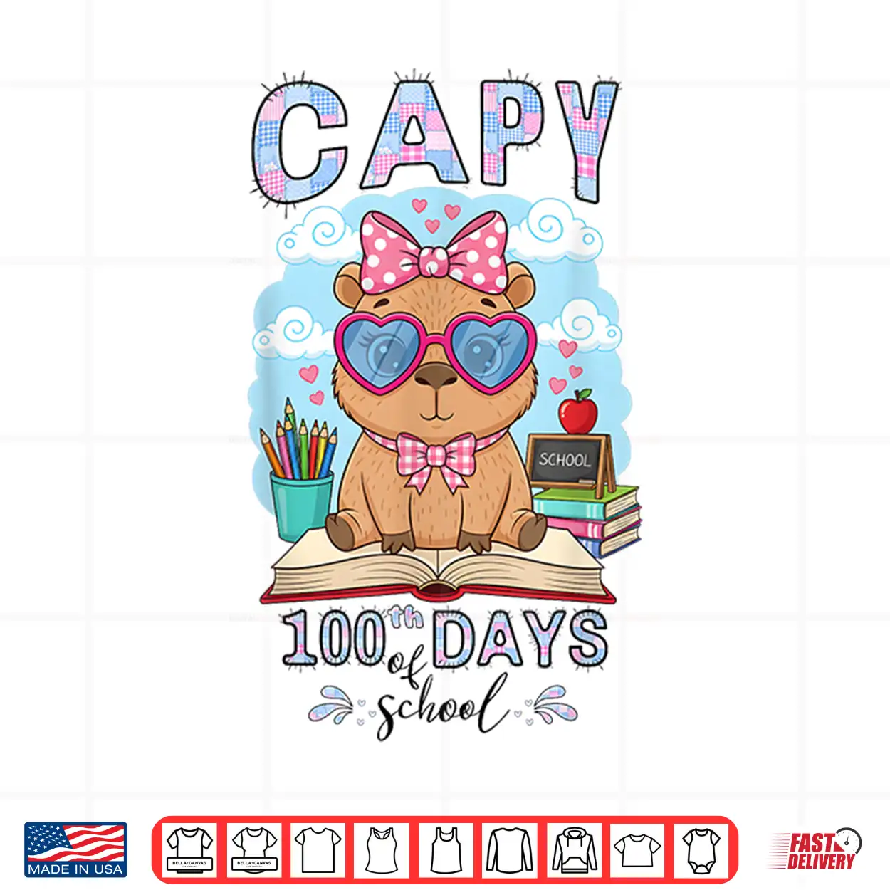 Capy 100Th Days Of School Capybara 100 Days Smarter Cute Shirt Capy 100Th Days Of School Capybara 100 Days Smarter Cute Shirt