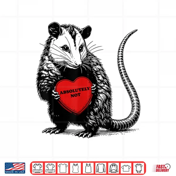 Design Funny Opossum Absolutely Not Valentine Graphic Shirt