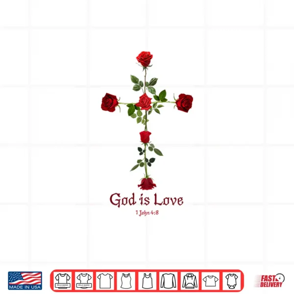 Design Gothic Dark Roses Cross With Love Verse Shirt