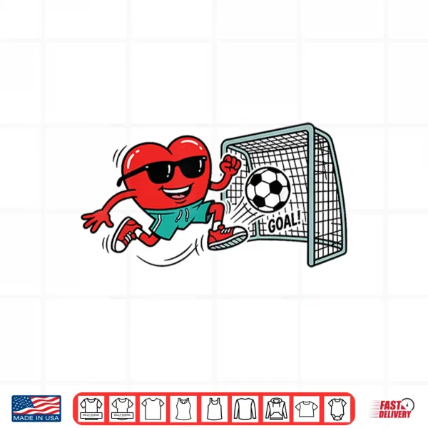 Heart Valentines Day Soccer Men Boys Kids Teens Shirt 4 Design Heart Valentines Day Soccer Men Boys Kids Teens Shirt