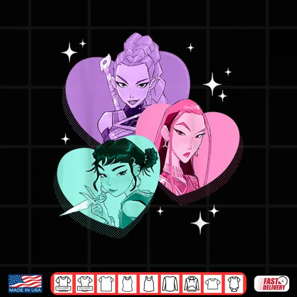 Kpop Demon Hunters Huntrix Heart Frame Zoey Rumi And Mira Shirt 4 Design Kpop Demon Hunters Huntrix Heart Frame Zoey Rumi And Mira Shirt