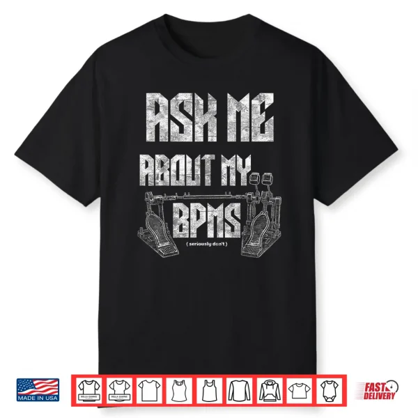 Funny Drummer Double Bass Drums Retro Vintage Design Shirt