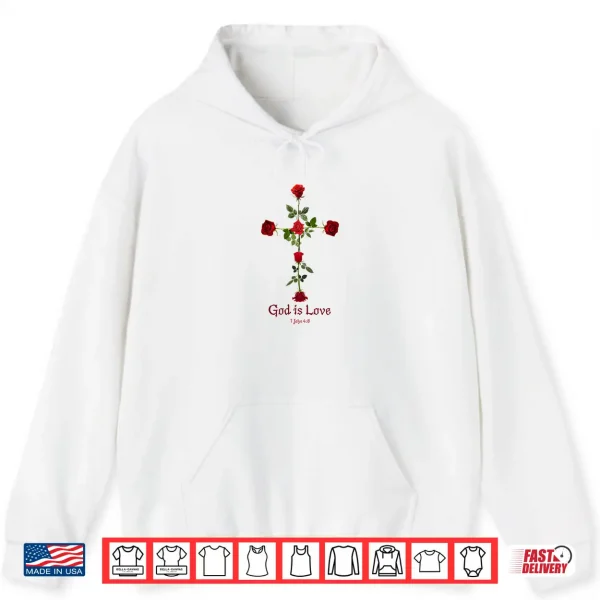 Hoodie Gothic Dark Roses Cross With Love Verse Shirt