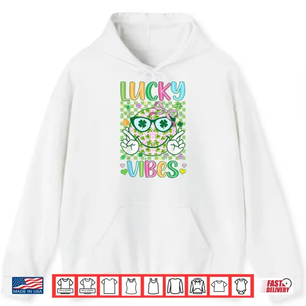 Hoodie St Patricks Day Lucky Vibes Shamrock Women Girls Kids Irish Shirt