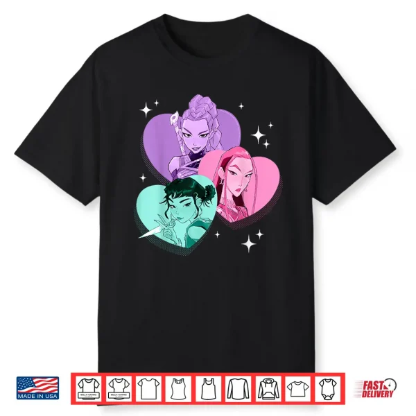 Kpop Demon Hunters Huntrix Heart Frame Zoey Rumi And Mira Shirt