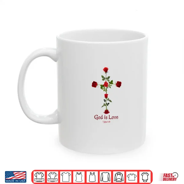 Mug Gothic Dark Roses Cross With Love Verse Shirt