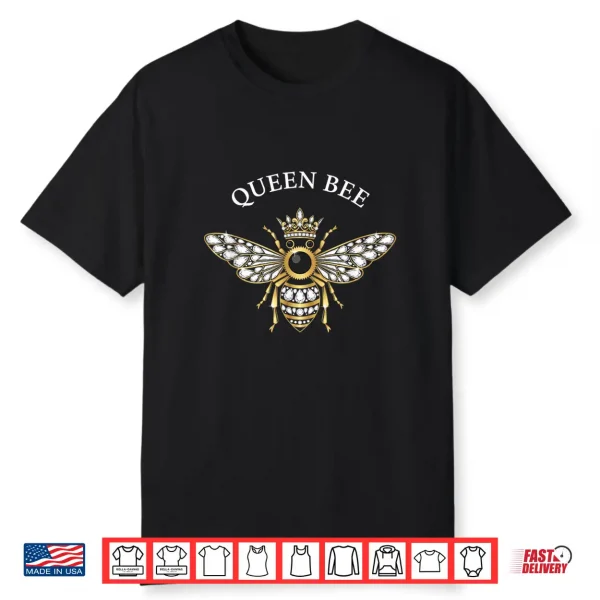 Queen Bee Floral Crown Bee Illustration Nature Outdoors Shirt