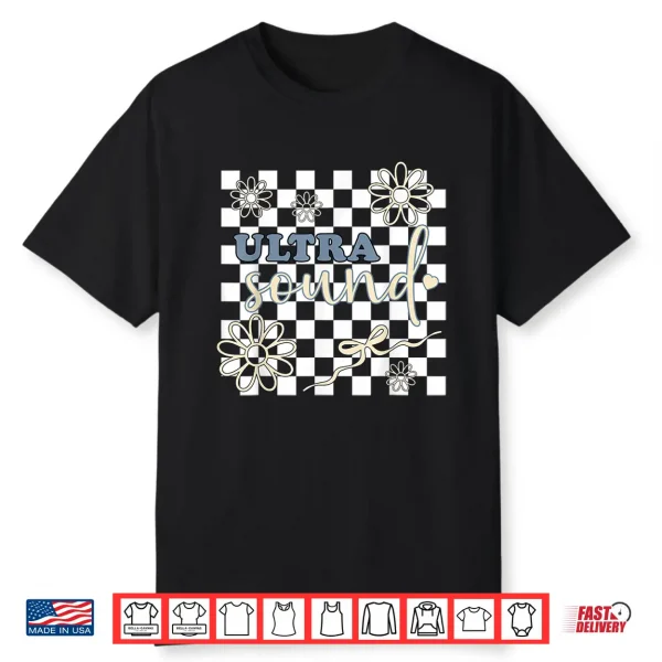 Retro Ultrasound Tech Floral Bow Sonographer Rdcs Sonography Shirt