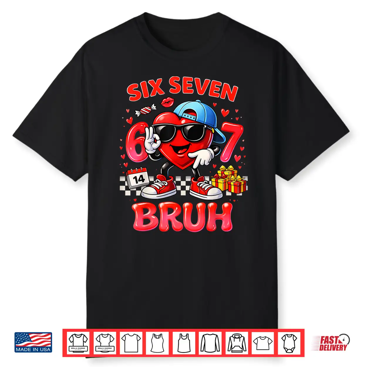 Six Seven Bruh Heart 67 Meme Valentines Day Kids Boys Youth Shirt Six Seven Bruh Heart 67 Meme Valentines Day Kids Boys Youth Shirt