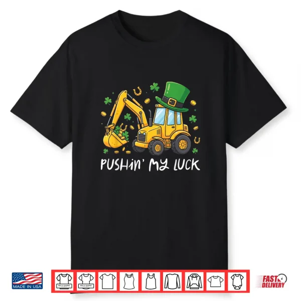 St Patricks Day Bulldozer Saint Paddys Construction Boys Kid Shirt