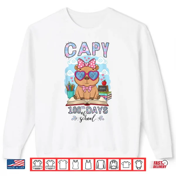 Capy 100Th Days Of School Capybara 100 Days Smarter Cute Shirt 2 Sweatshirt Capy 100Th Days Of School Capybara 100 Days Smarter Cute Shirt