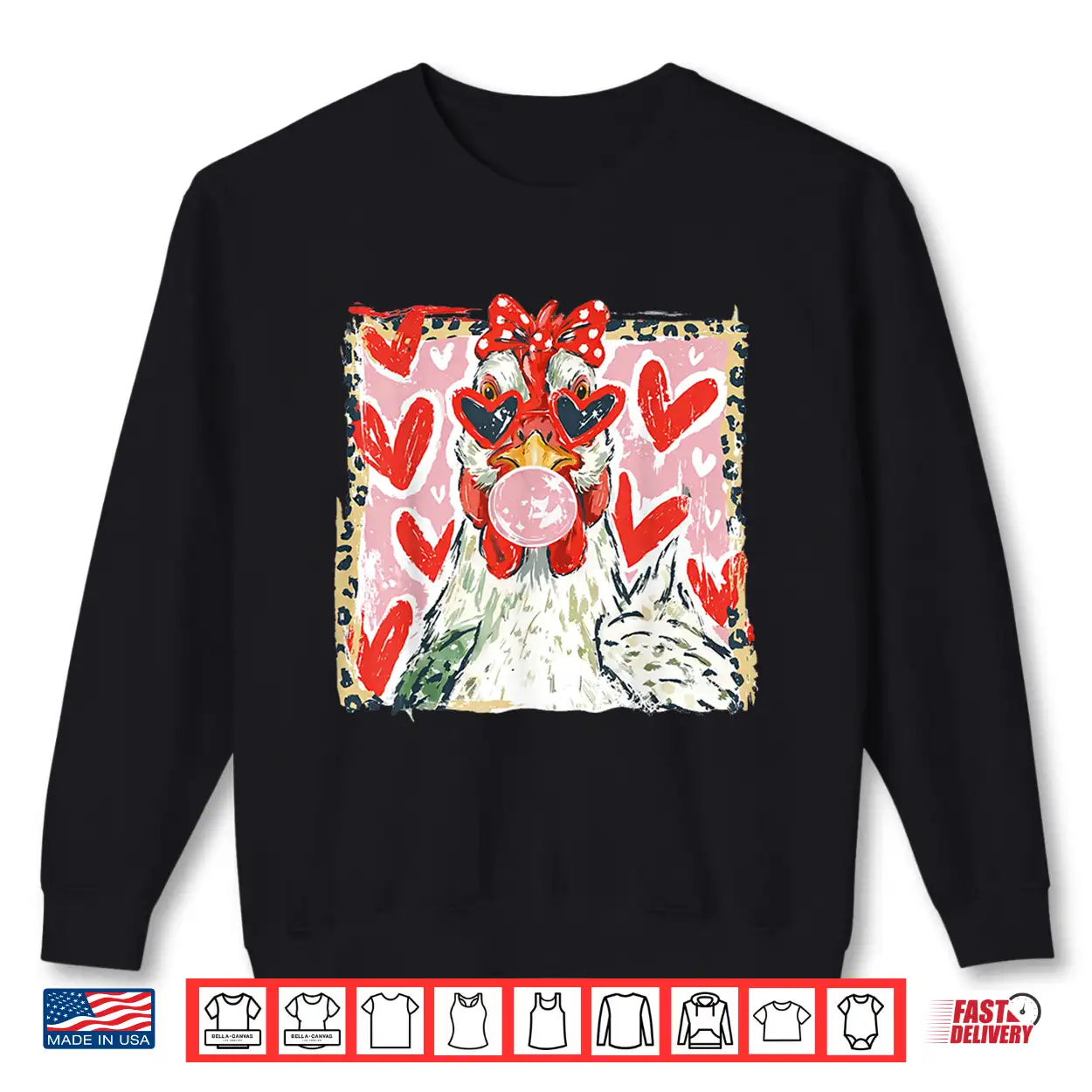Coquette Leopard Valentine Chicken Hen Blowing Bubble Gum Shirt Coquette Leopard Valentine Chicken Hen Blowing Bubble Gum Shirt
