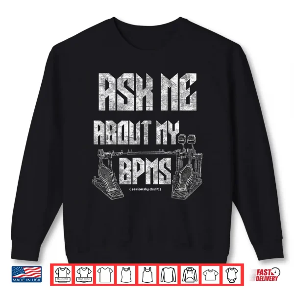 Sweatshirt Funny Drummer Double Bass Drums Retro Vintage Design Shirt