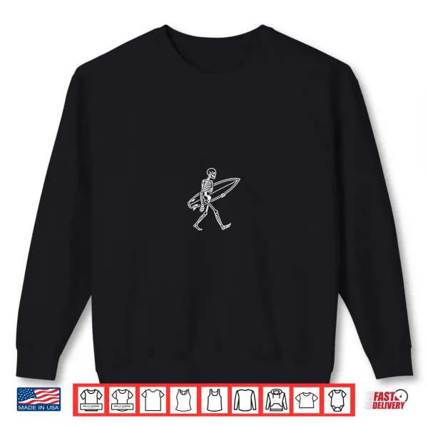 Sweatshirt Skeleton Surfing Graphic Tee For Men Women Kids Halloween Shirt