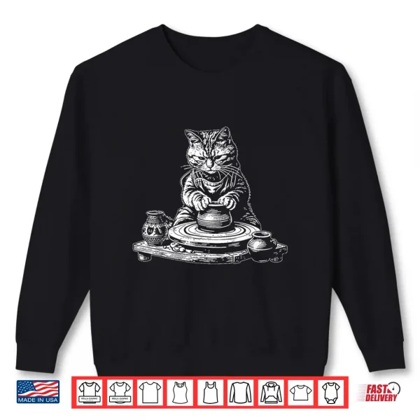 Sweatshirt Vintage Retro Cat Pottery Funny Shirt