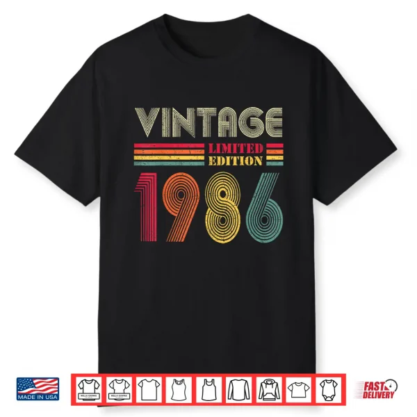 Vintage 1986 40Th Birthday Gift Men Women 40 Years Old Shirt