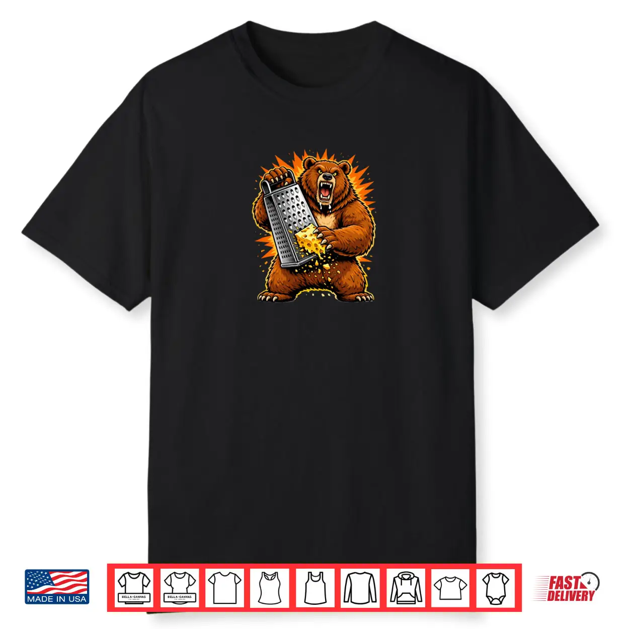 Angry Bear Grating Cheese Grater Hater Shirt