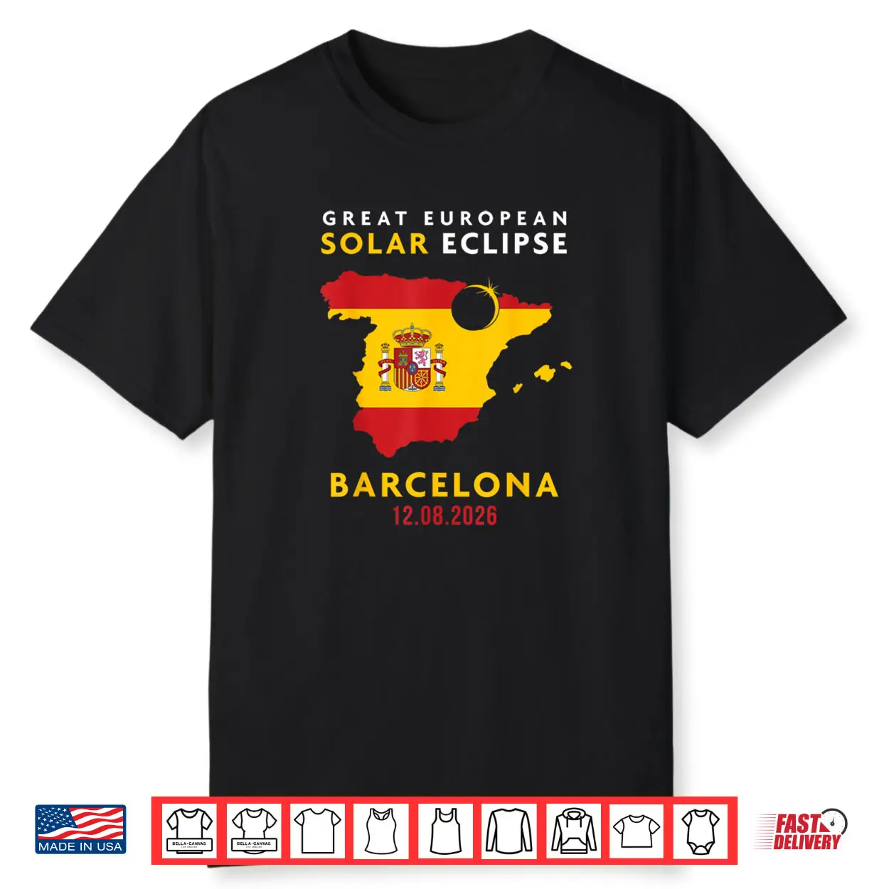 Barcelona Spain Great European Total Solar Eclipse 2026 Shirt