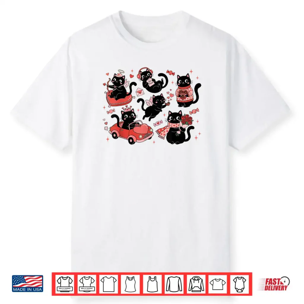 Black Cat Heart Valentines Day Cute Kitten Lover Shirt 1 Black Cat Heart Valentines Day Cute Kitten Lover Shirt