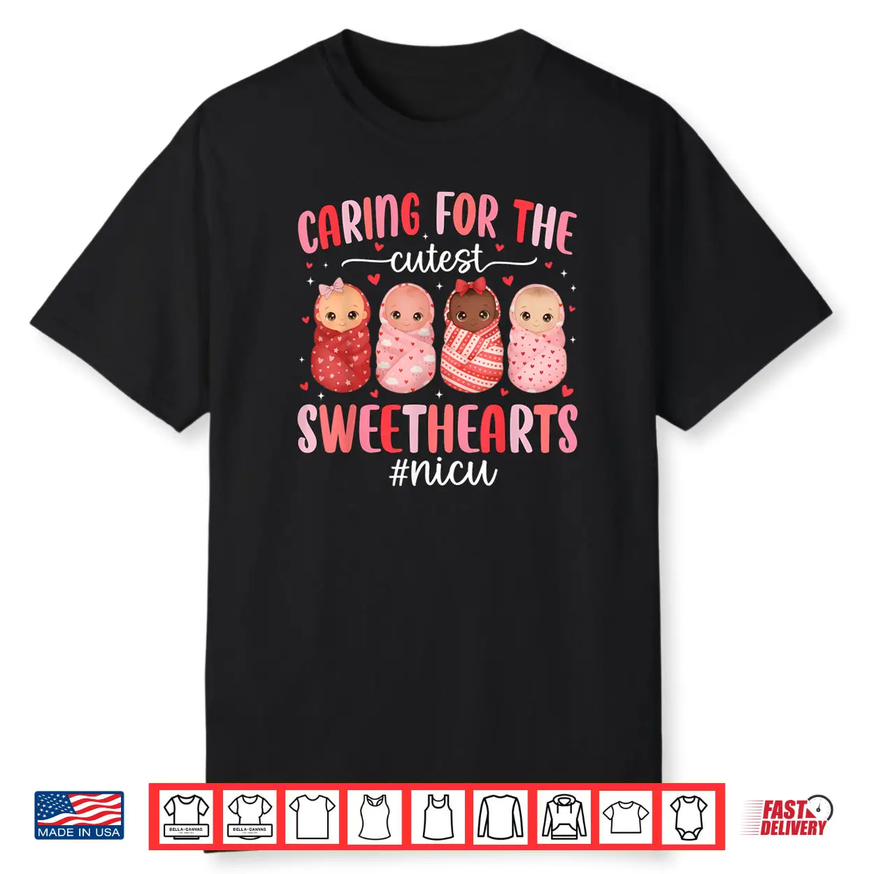 Caring for The Cutest Valentines NICU Nurse Cute Baby Girls Shirt