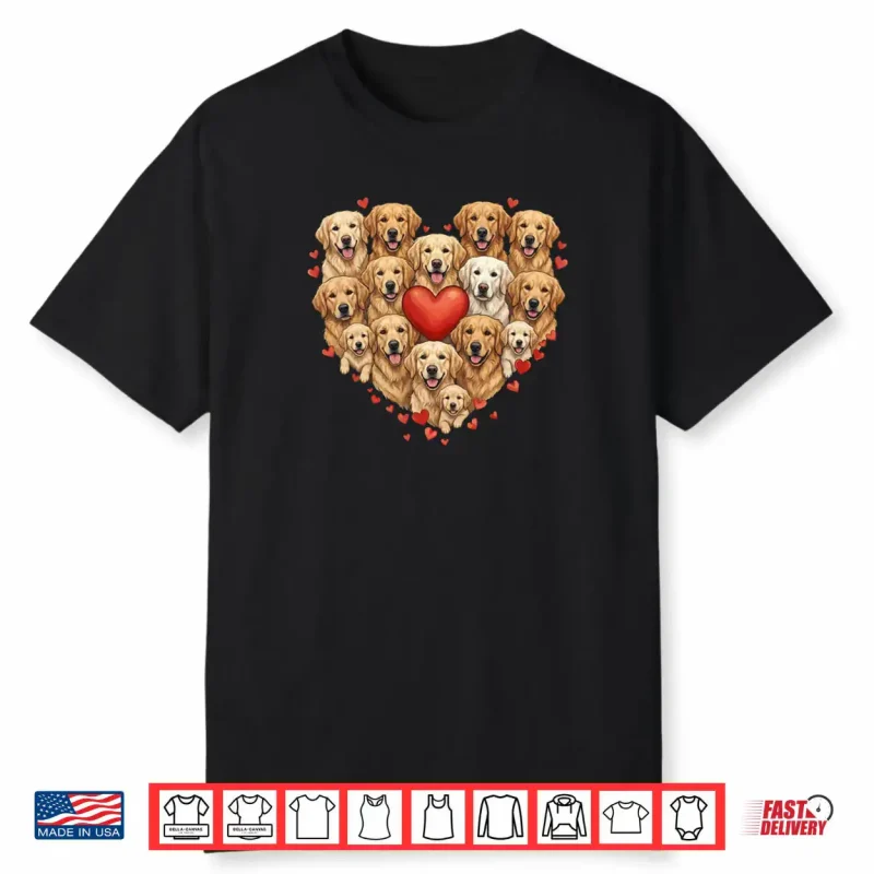 Cute Golden Retriever Heart Love Dog Pet Valentine Shirt