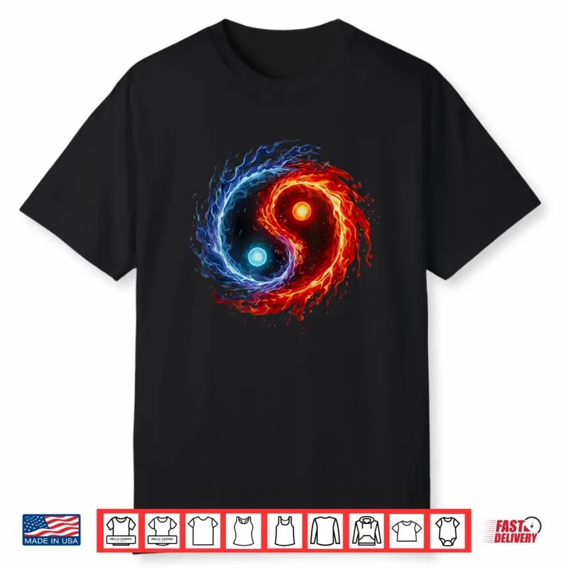 Fire And Water Yin Yang Symbol Balance Tai Chi Energy Shirt