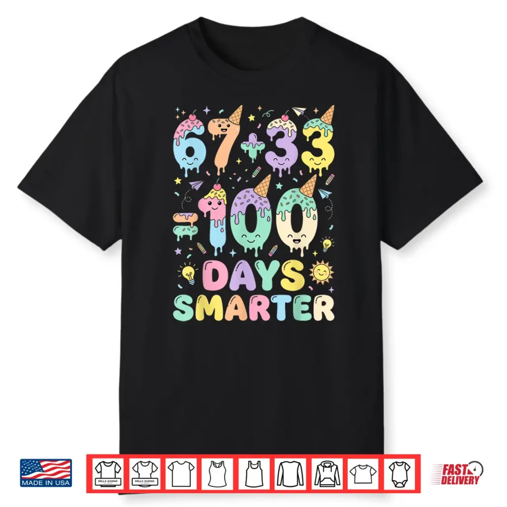 Funny 100Th Day Of School 67 Meme 100 Days Smarter Boys Girl Shirt