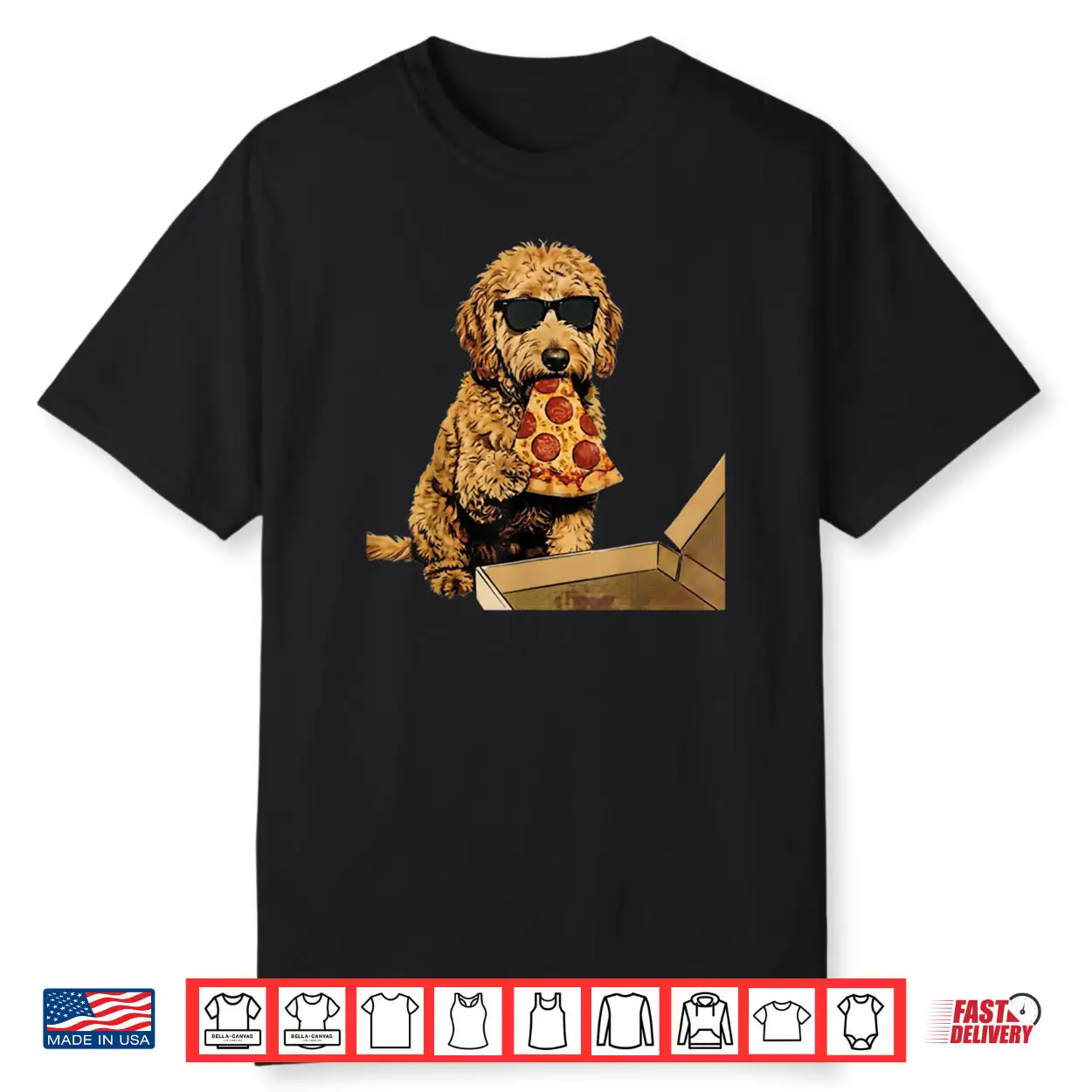 Funny Dog Eating Pizza Goldendoodle Meme Shirt