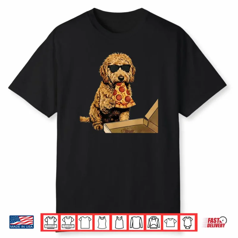 Funny Dog Eating Pizza Goldendoodle Meme Shirt