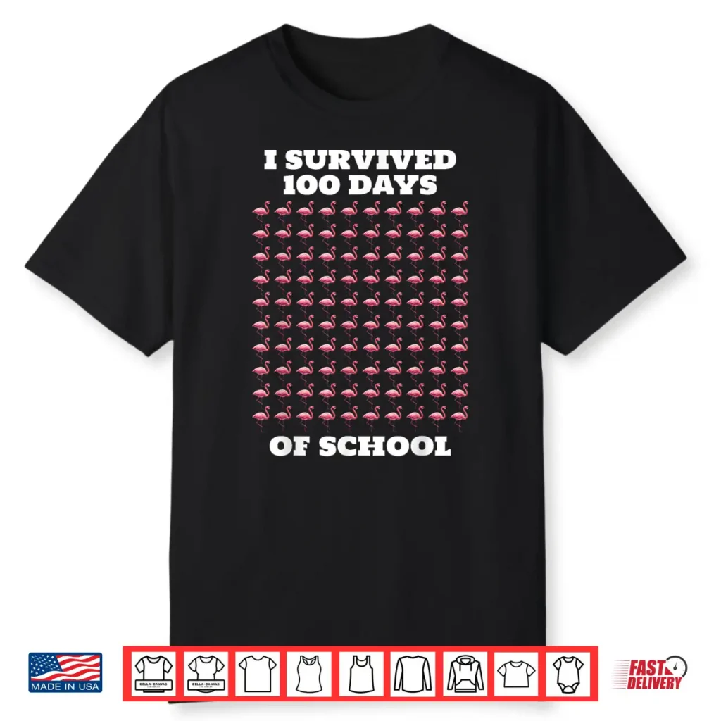 Funny Pink Flamingos 100 Days Of School Shirt