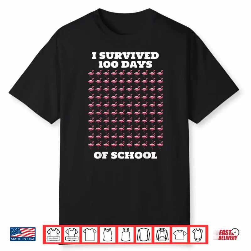 Funny Pink Flamingos 100 Days Of School Shirt