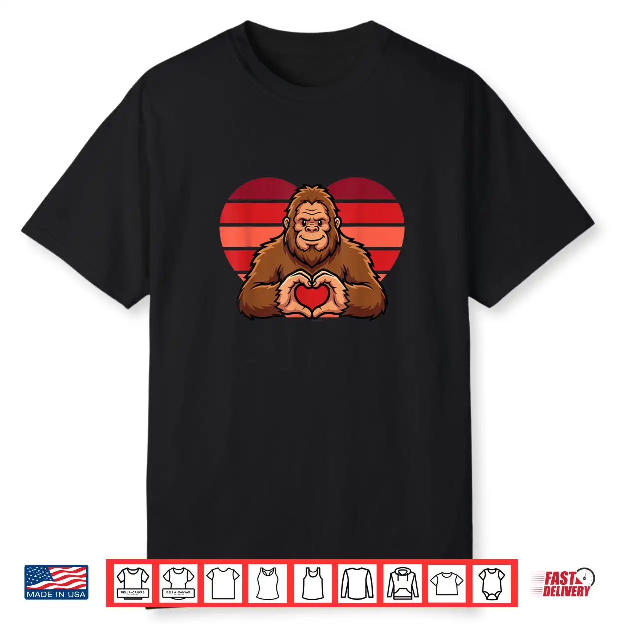 Funny Sasquatch Hearts Love Valentines Day for Women Shirt