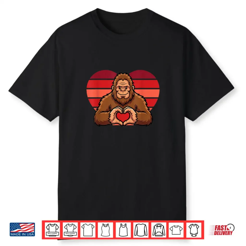 Funny Sasquatch Hearts Love Valentines Day for Women Shirt