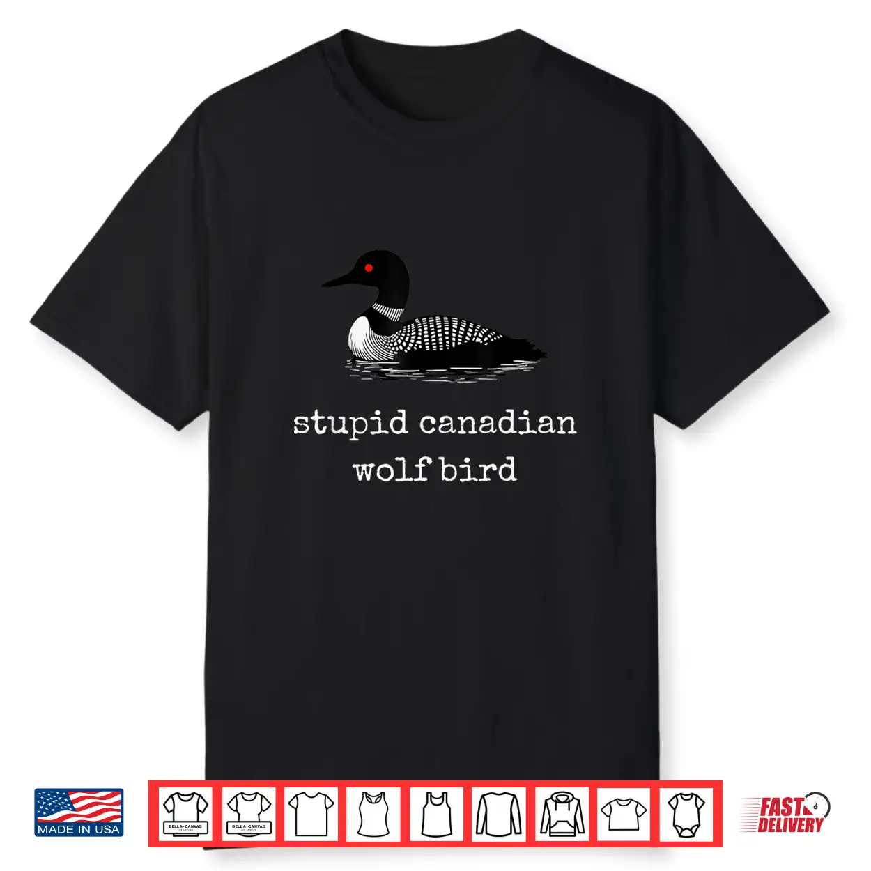 Funny Stupid Canadian Wolf Bird Hockey Wildlife Design Shirt