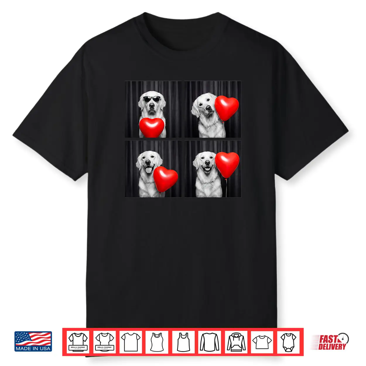 Golden Retriever Photobooth Dog Lover Valentines Shirt