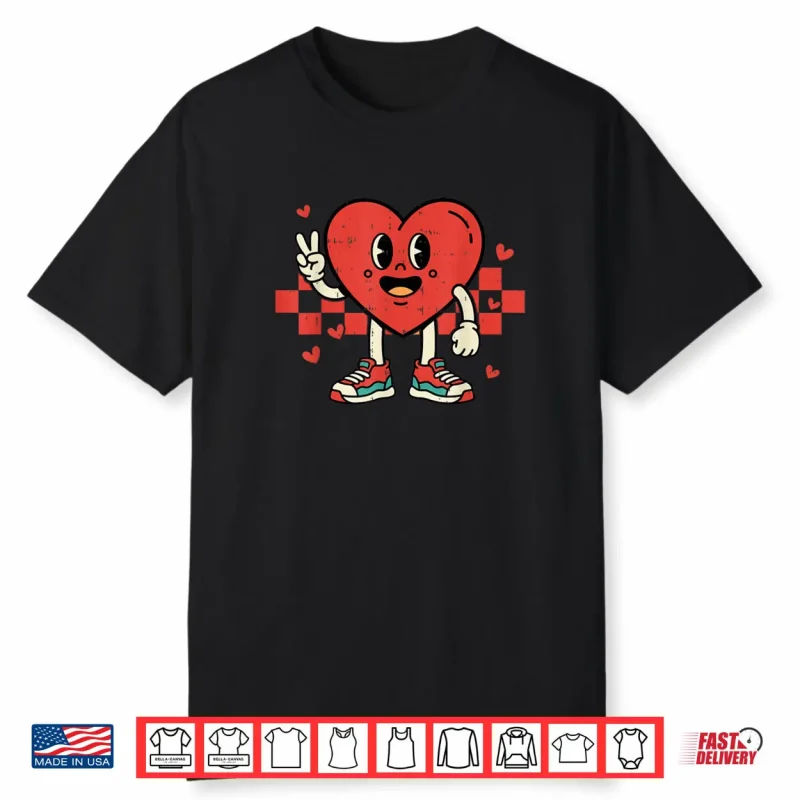 Groovy Heart Peace Hand Valentines Day Shirt