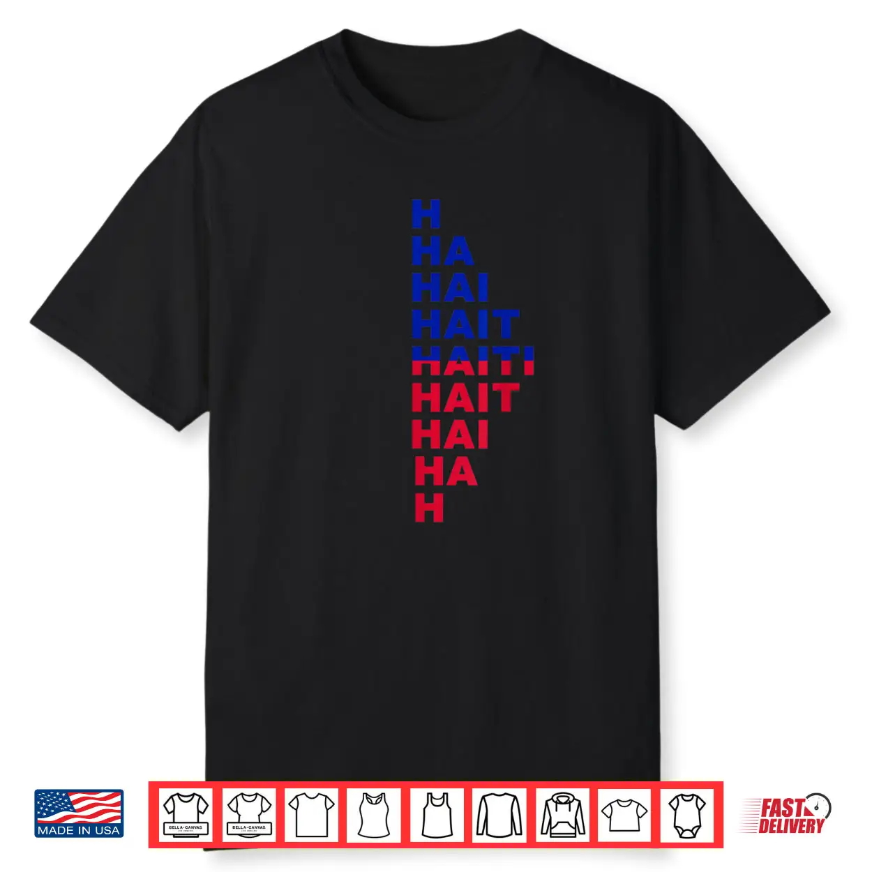 Haiti Patriotic Vertical Letter Design Mayo Shirt
