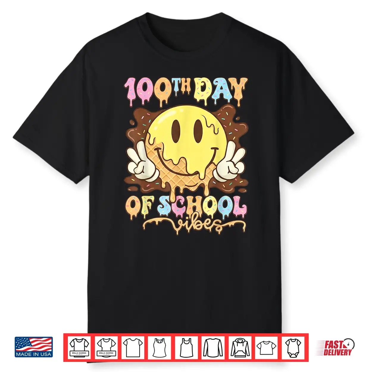 Happy 100 Days 100Th Day Of School Vibes Gifts Kids Teacher Shirt