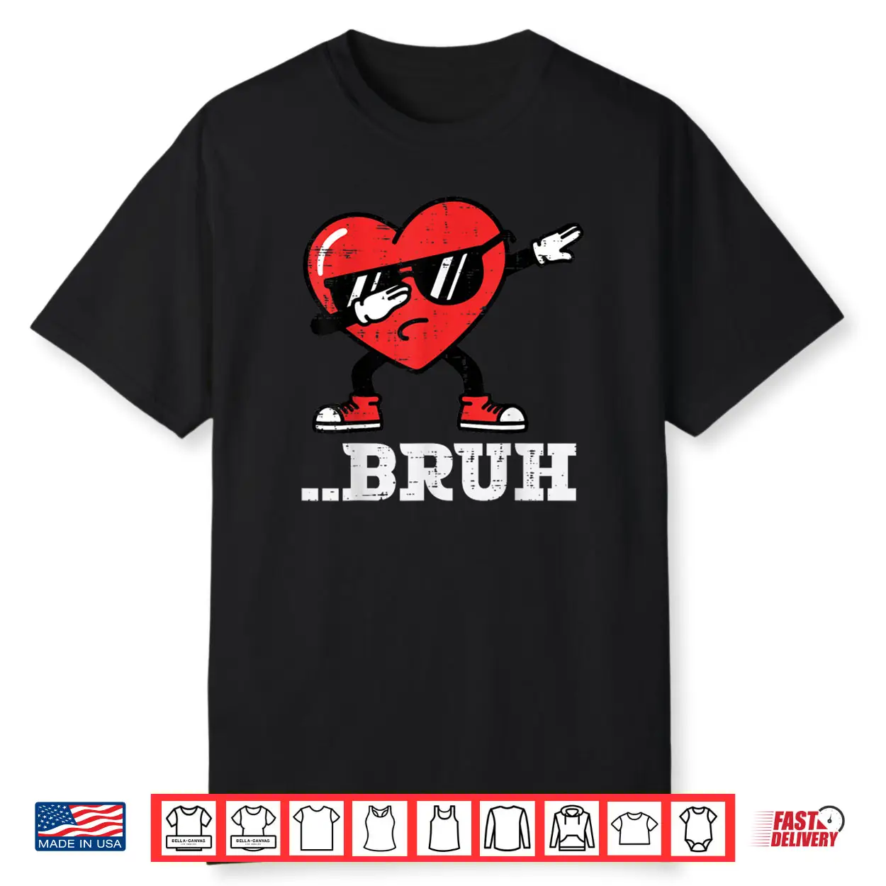 Heart Dab Bruh Funny Meme Valentines Day Shirt
