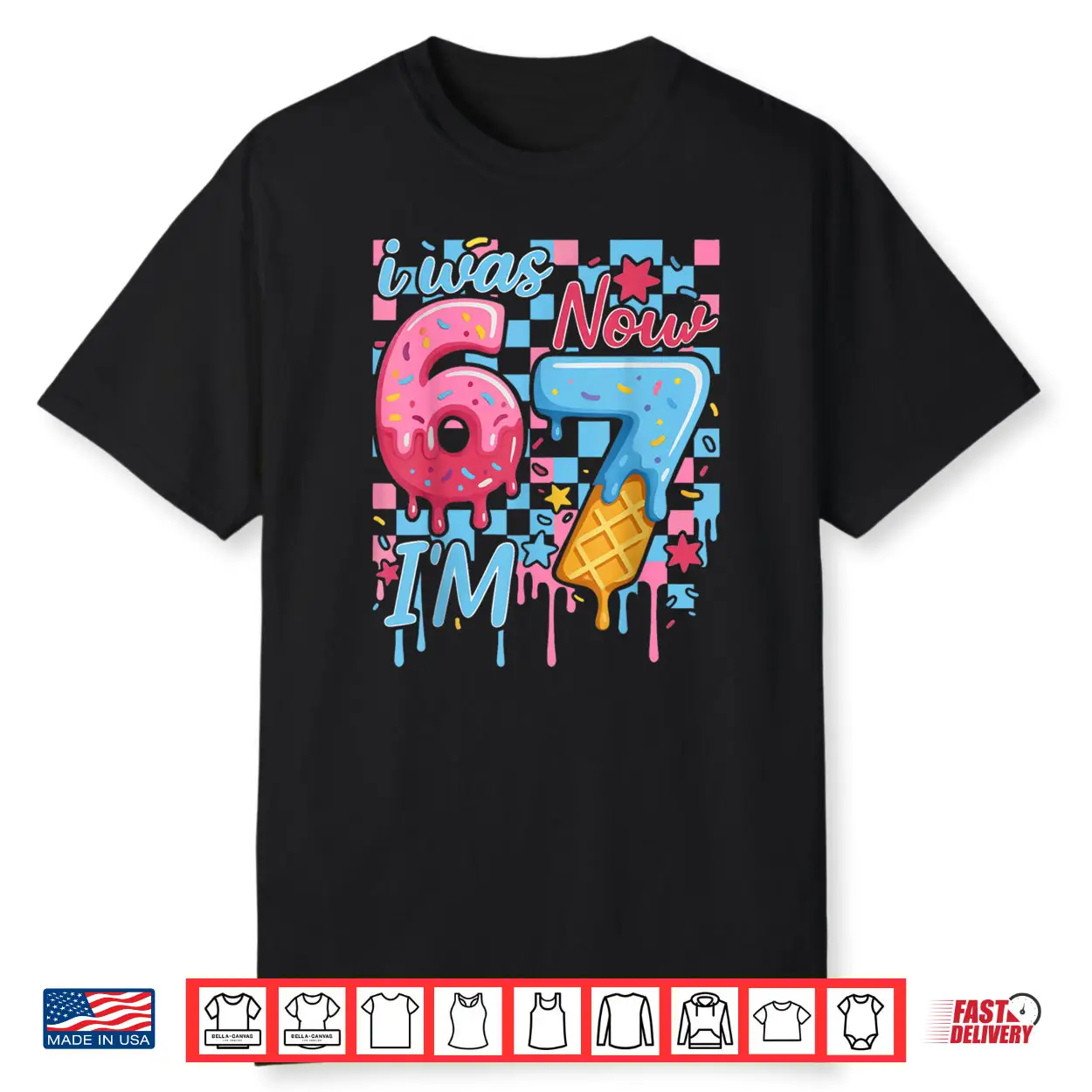 I was 6 Now Im 7 Funny Ice Cream Drip Birthday Shirt