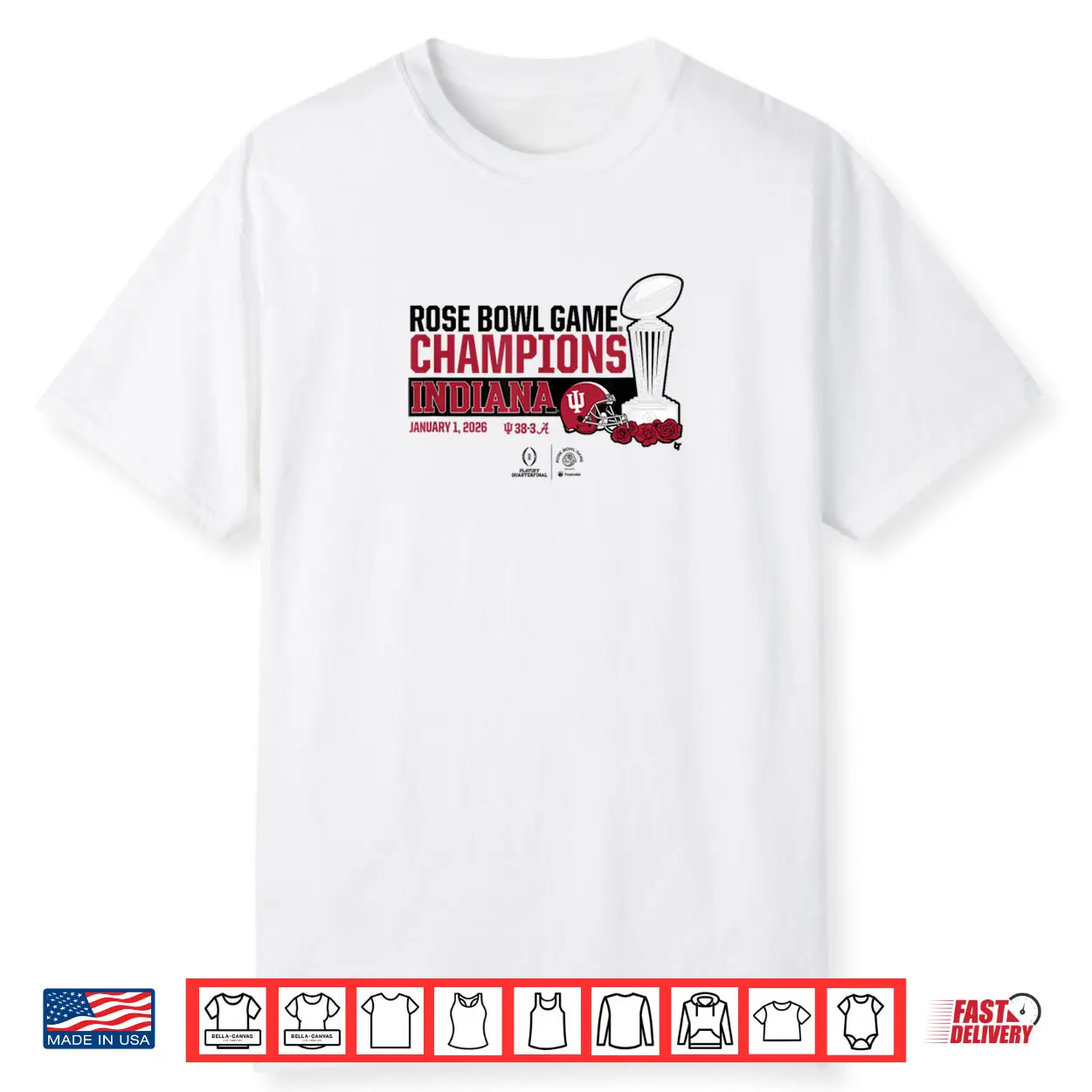 Indiana 2025 26 College Football Playoff Rose Bowl Trophy Shirt