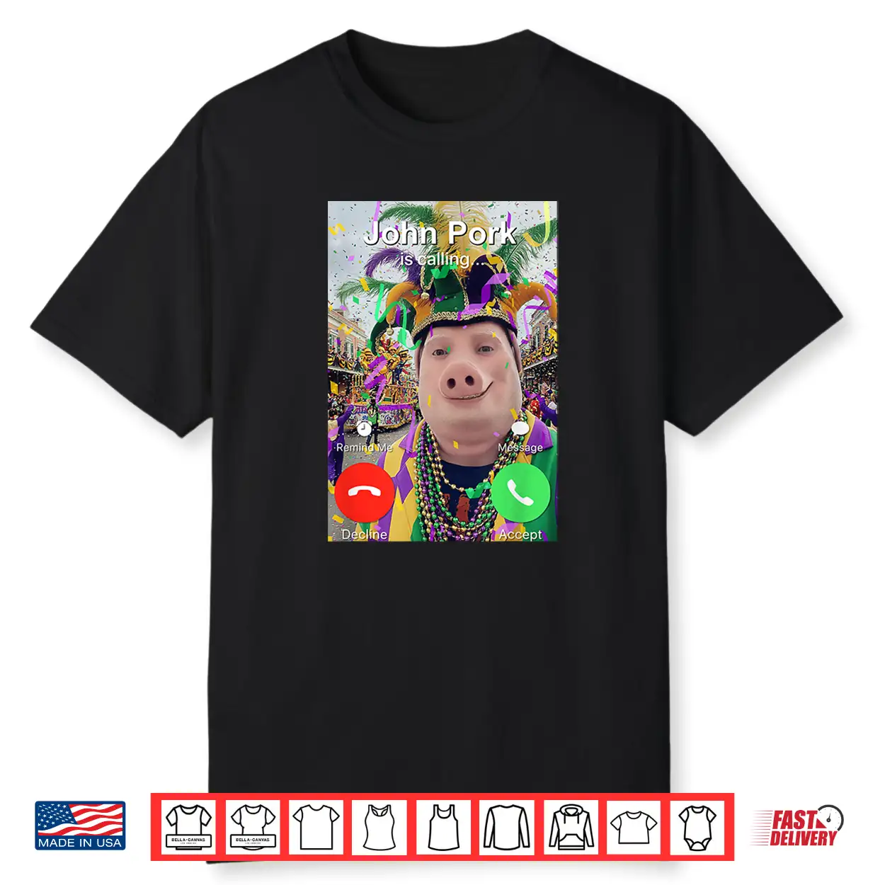 John Pork Is Calling Funny Mardi Gras Dih Brainrot Meme Shirt