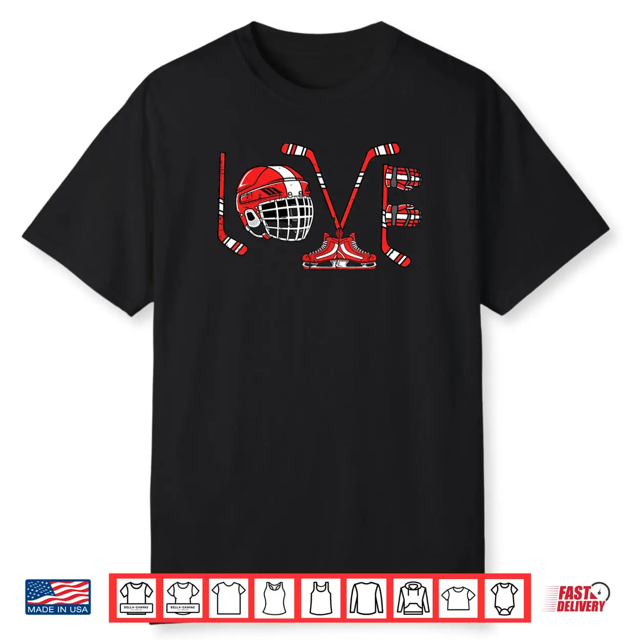 Love Ice Hockey Items Valentines Day Shirt