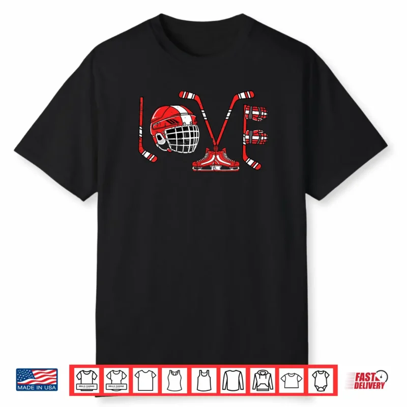 Love Ice Hockey Items Valentines Day Shirt