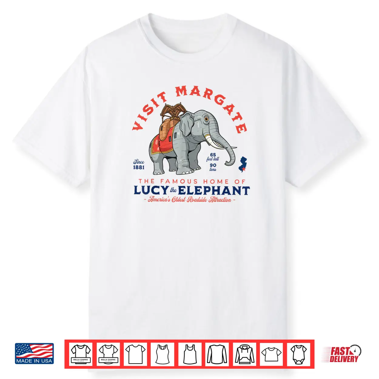 Lucy The Elephant Visit Margate NJ Landmark Retro Shirt
