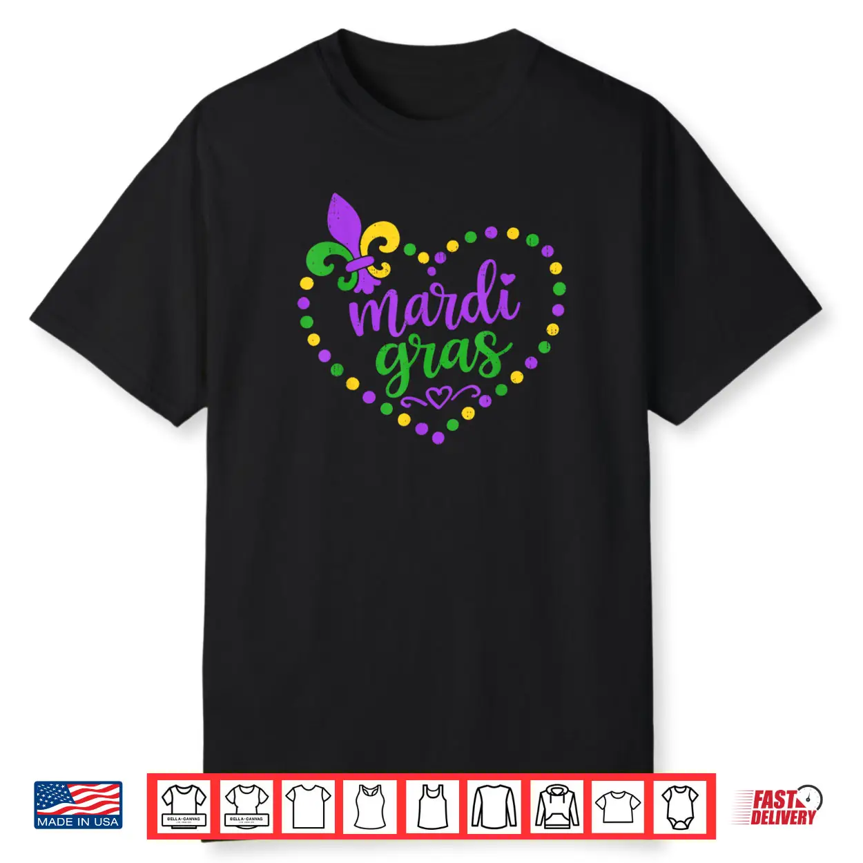 Mardi Gras Carnival Hearts Jester Beads Shirt