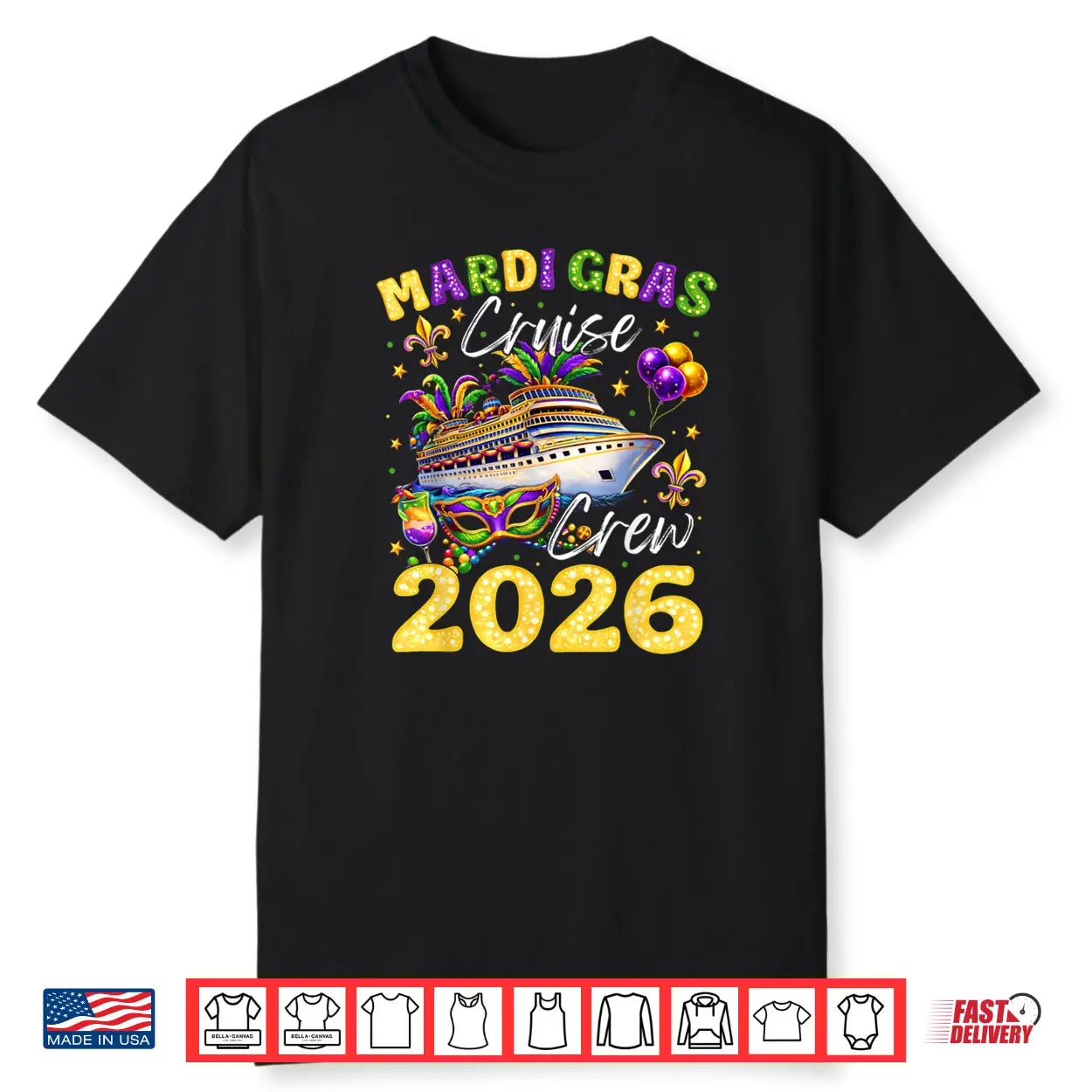 Mardi Gras Cruise Crew 2026 Trip New Orleans Family Matching Shirt